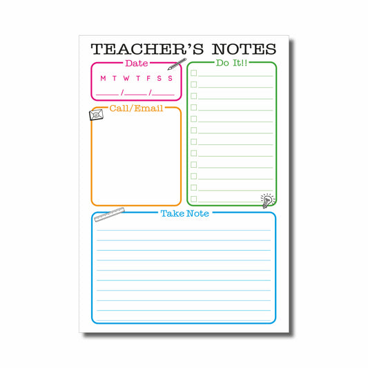 Teachers A5 Note Pad | A5 148mm x 210mm | 120gsm 50 pages | Glued at head for easy removal