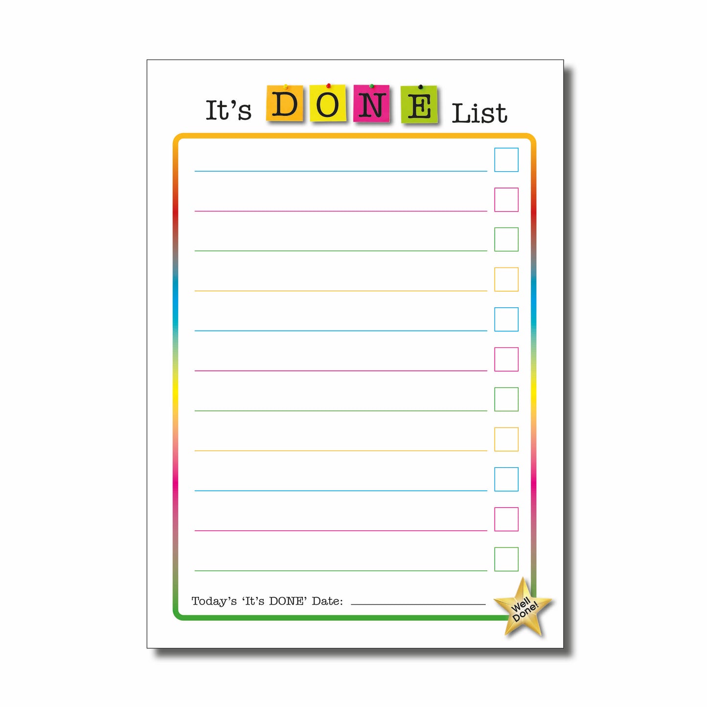 It's Done List Pad | A6 | 50 Pages 120gsm | Glued Pages for easy removal