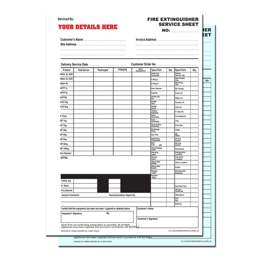 NCR *CUSTOM* Wartung Arbeitsblatt Duplikat Buch A4 Packs