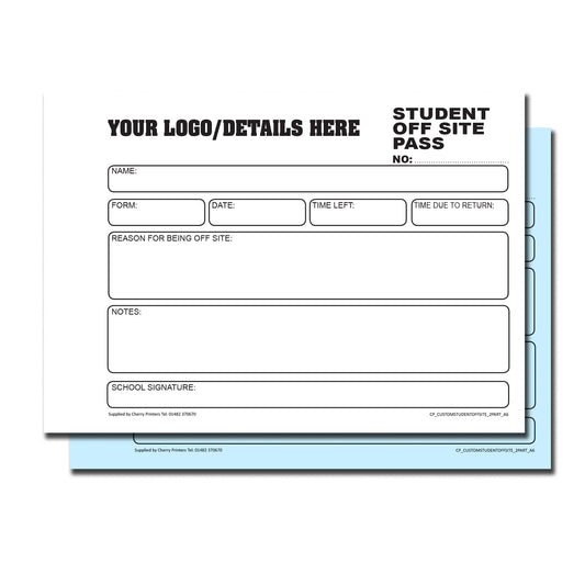 NCR *CUSTOM* Student Off Site Pass Book A6 | 8 Book Pack