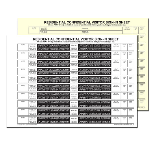 NCR RESIDENTIAL Confidential Visitor Sign In REFILL PACK with 50 A4 Duplicate Sets GDPR | For Binder (NOT INCLUDED)