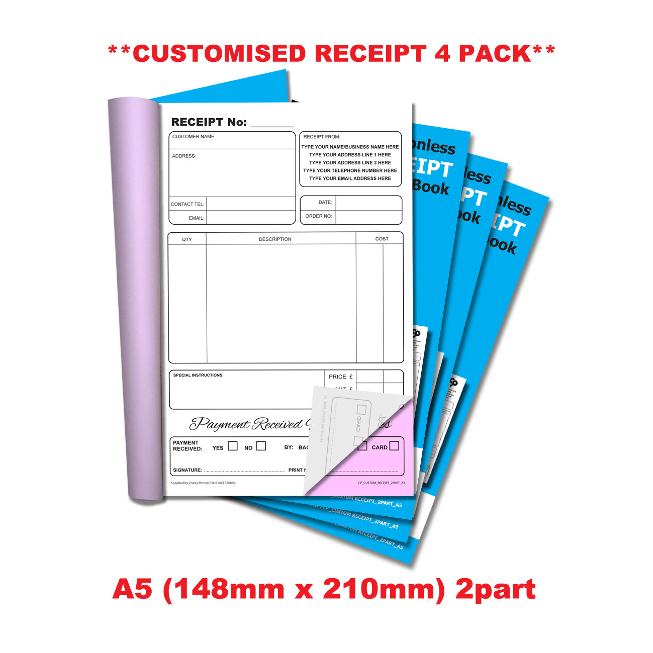 NCR *CUSTOM* Quittungs-Duplikatbuch A5 Packs